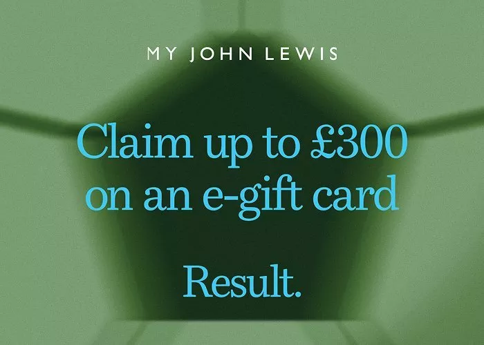 Claim up to £300 on an e-gift card. Result.