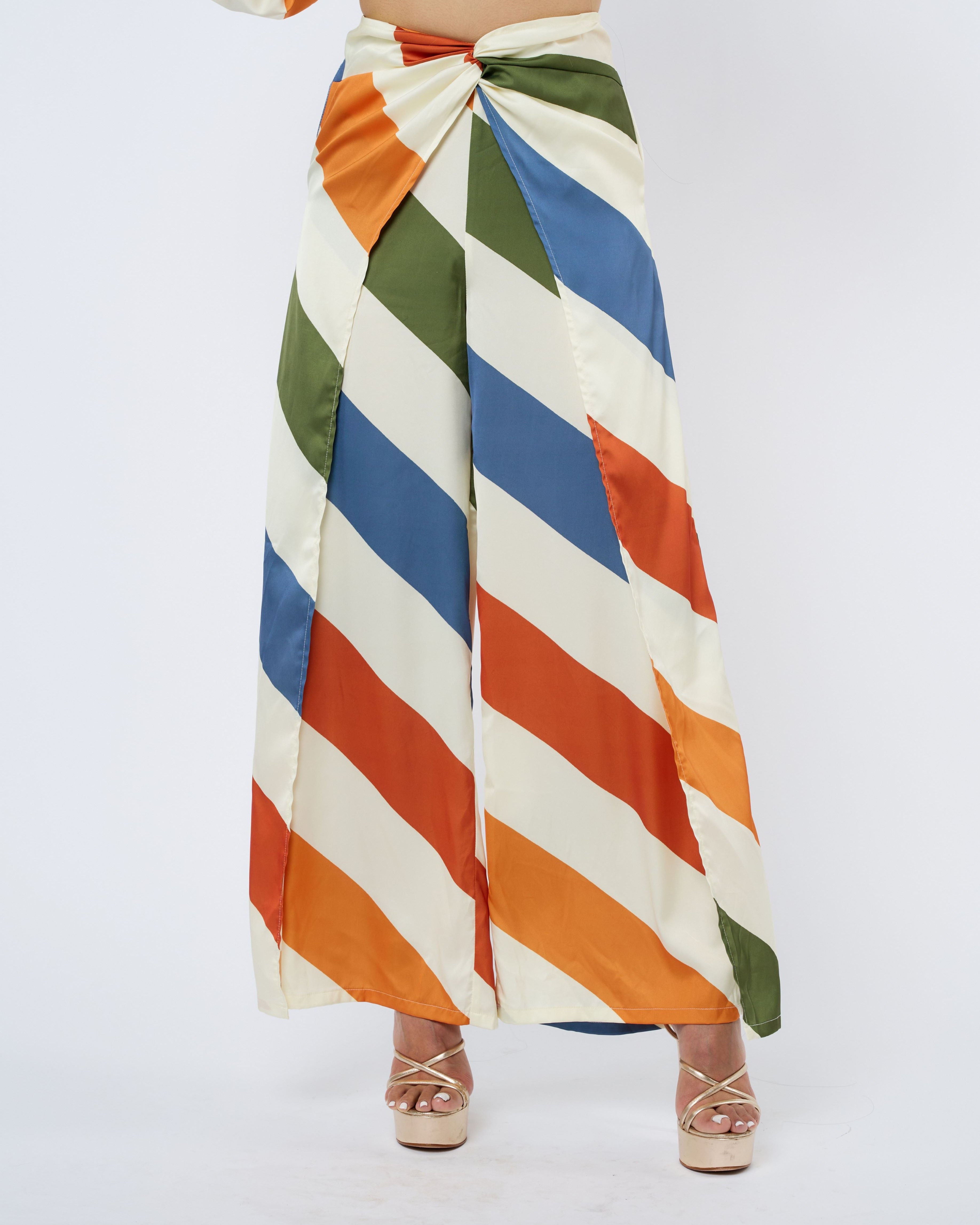 Image of Marbeau Striped Satin Wide Leg Pants