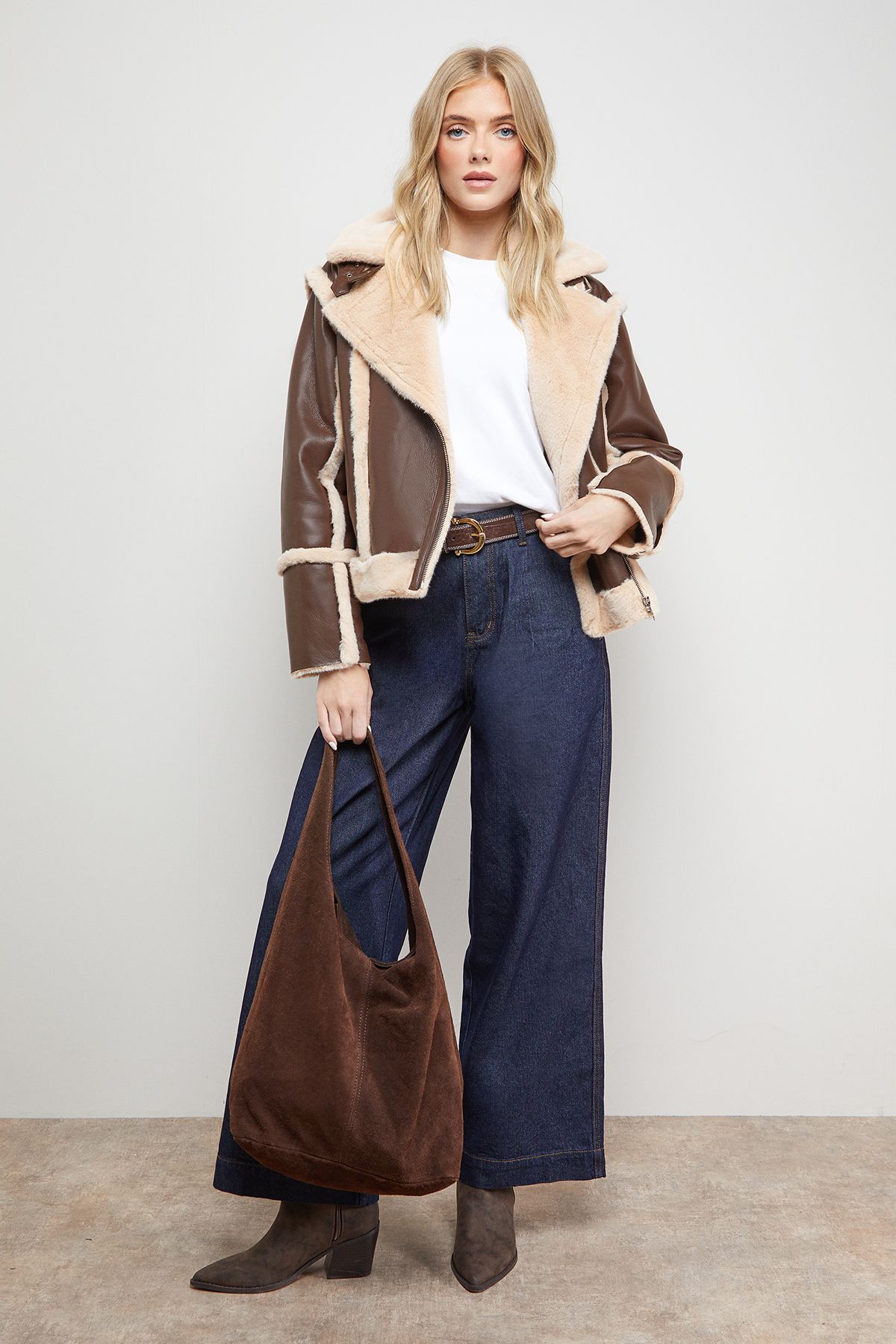 Shearling PU Aviator Jacket