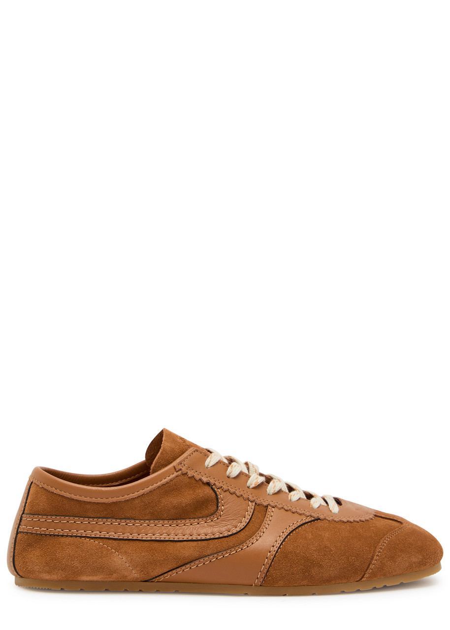 DRIES VAN NOTEN Panelled leather and suede sneakers