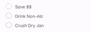 New year's resolution list to save money, drink non-alc and crush dry jan