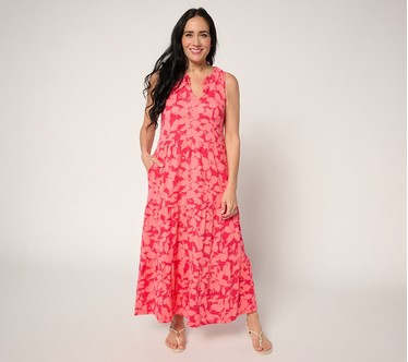 Cuddl Duds Flexwear Tiered Maxi Dress