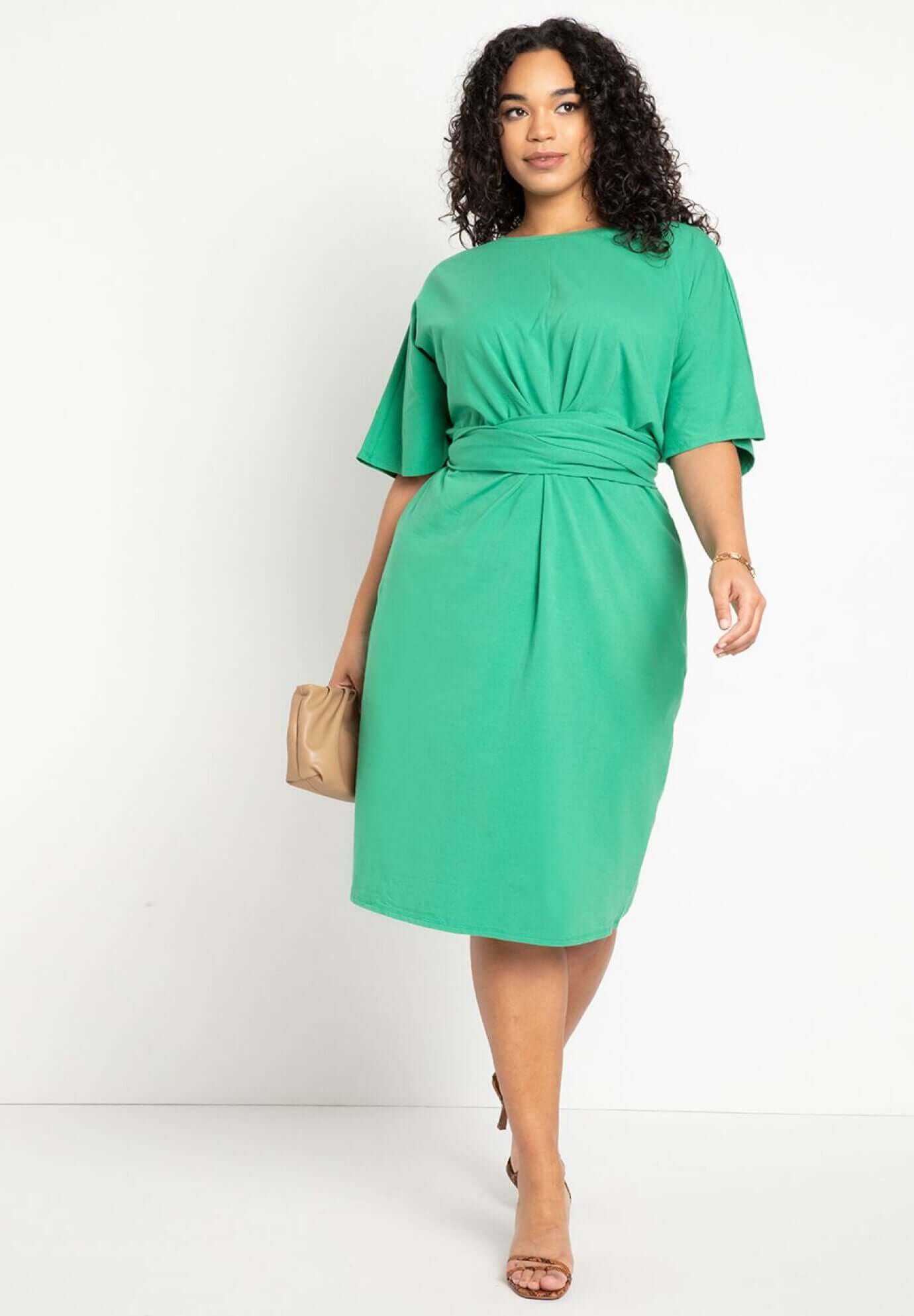 Cross Front Flutter Sleeve Dress﻿