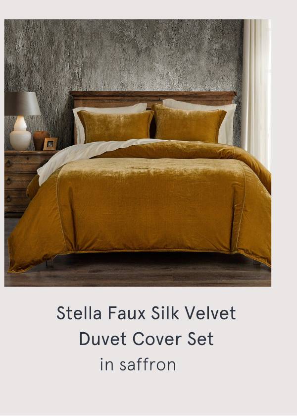 Stella Faux Silk Velvet Duvet Cover Set in saffron