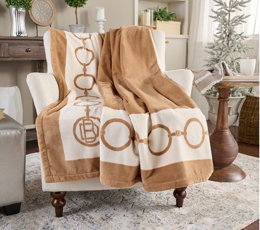 Hotel du Cobb 60x70 Printed Border Plush Throw by Dennis Basso