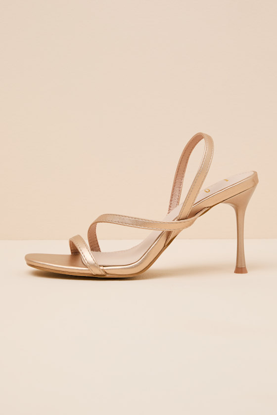 Image of Leigh Champagne Gold Strappy High Heel Sandals