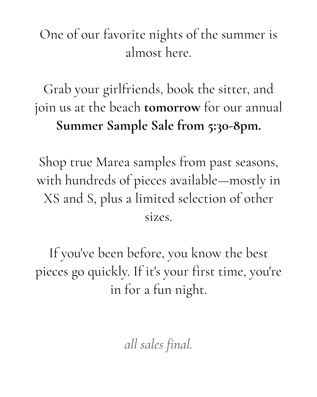 Sample Sale