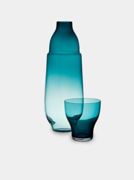 Danube Hand-Blown Bohemian Crystal Carafe and Tumbler (35oz/1L)