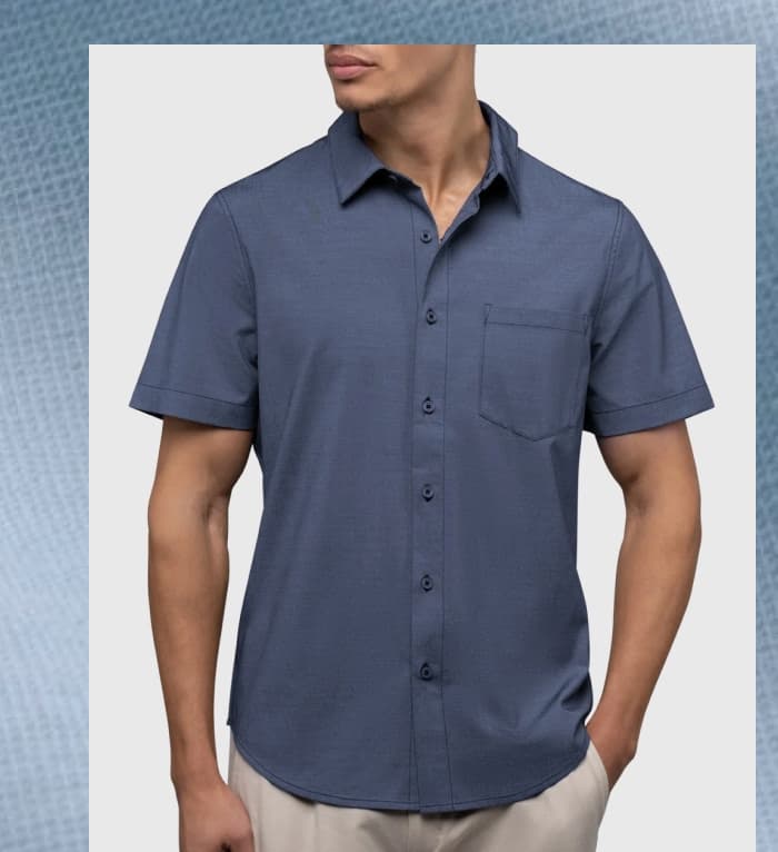 SoHo Short Sleeve Button Up in Pacific Blue