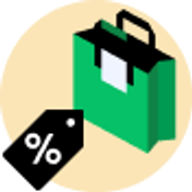 A green Uber Eats bag and discount tag. 