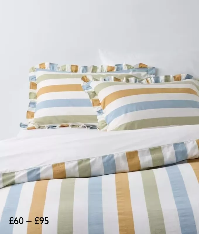 John Lewis Ruffle Block Stripe Duvet Cover Set, £60 – £95