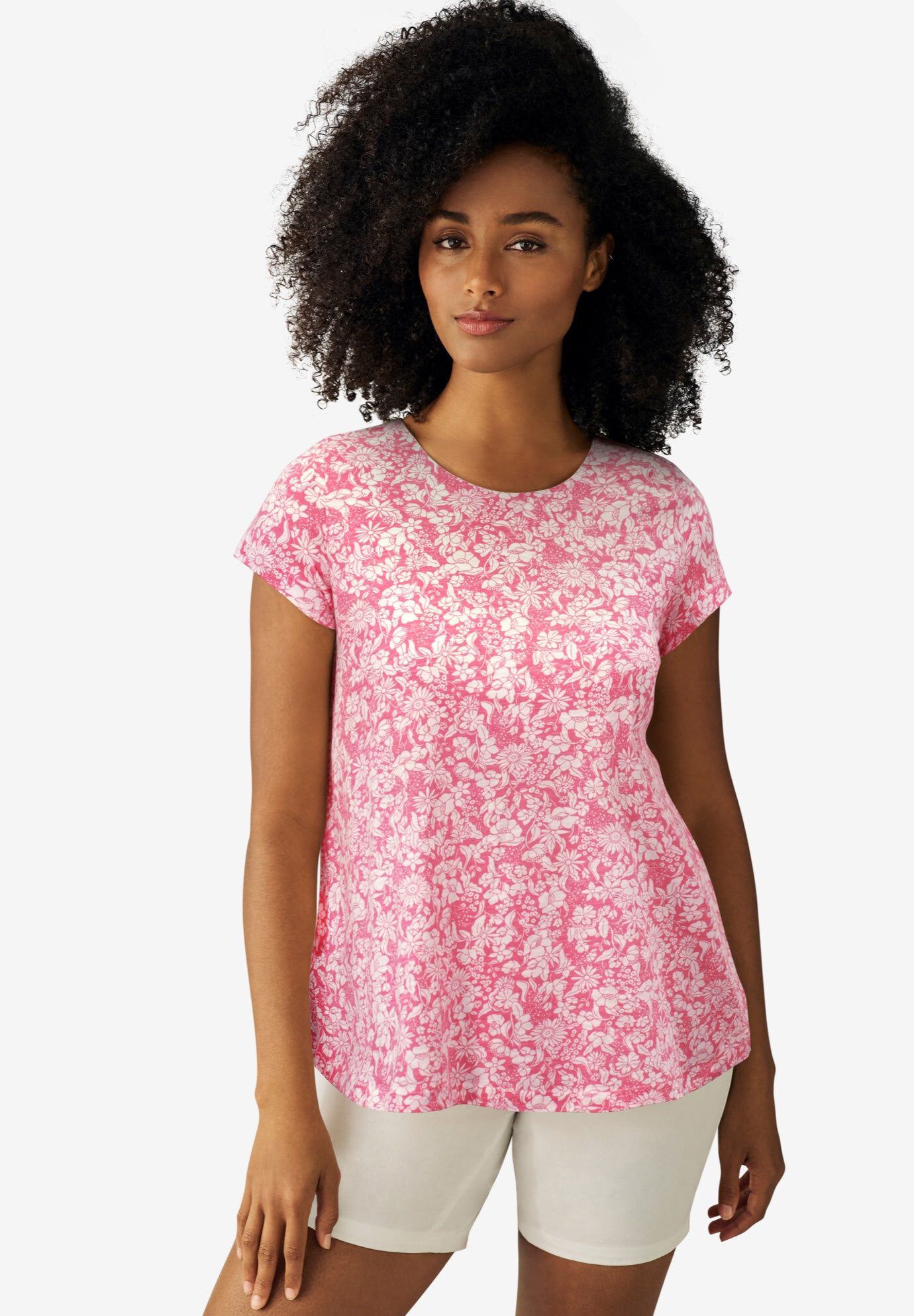 Cotton Jersey Slub Cap Sleeve Trapeze Tee﻿