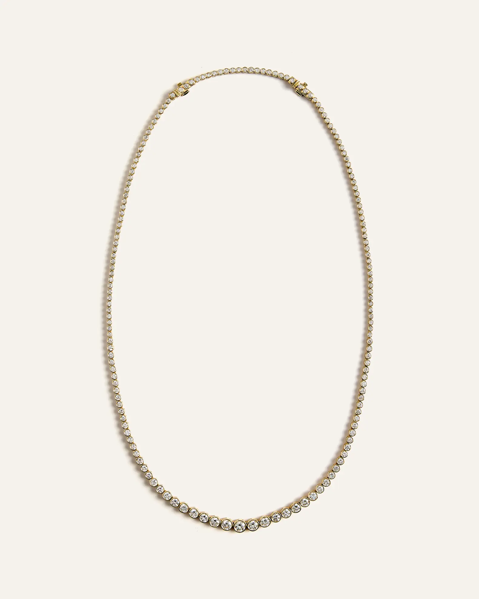 14K Gold Lab Grown Diamond Bezel Set Graduated Tennis Necklace - 7ctw