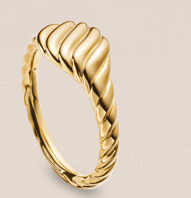 Sculpted Cable Micro Pinky Ring18K Yellow Gold, 7mm