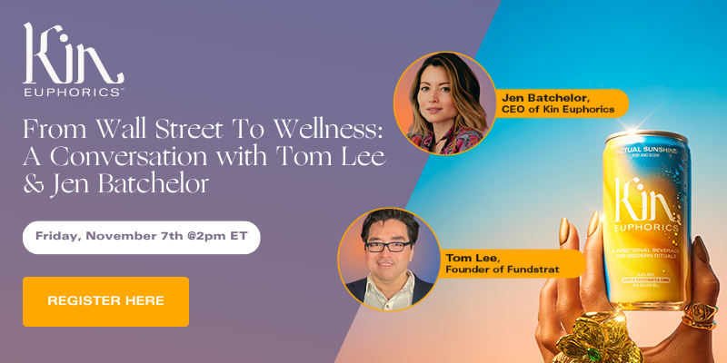 Banner reads: From Wall Street To Wellness: A Conversation with Tom Lee & Jen Batchelor. Click here to sign up. 