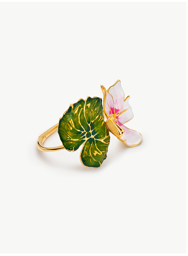 Enamel Cyclamen Cuff Bracelet