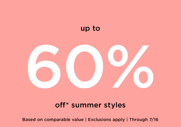 60% off summer styles