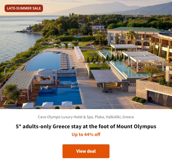 5* adults-only Greece stay at the foot of Mount Olympus