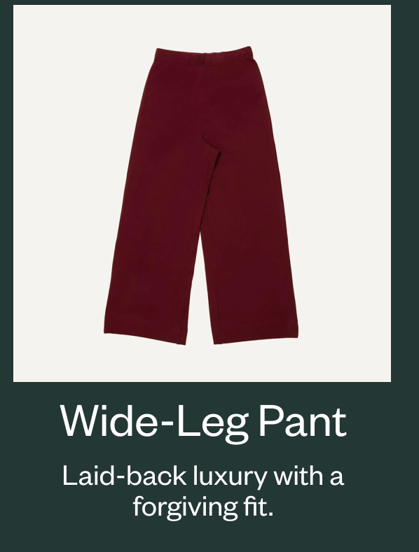 Burgundy wide-leg lounge pants with a relaxed silhouette.