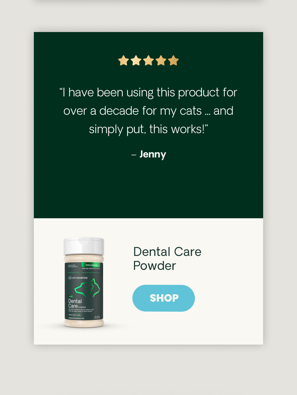 i've been using this product for over a decade for my cat | dental care powder