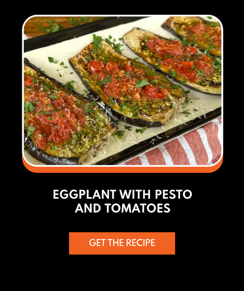 Eggplant With Pesto And Tomatoes