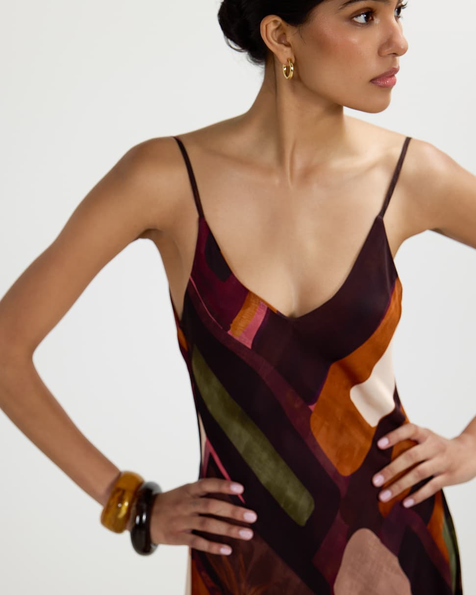 Anne Slip Dress in Sunset Geometric Print