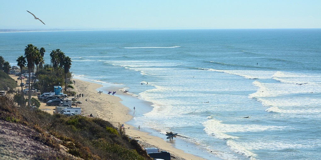 An aerial view of San Onofre State Beach.