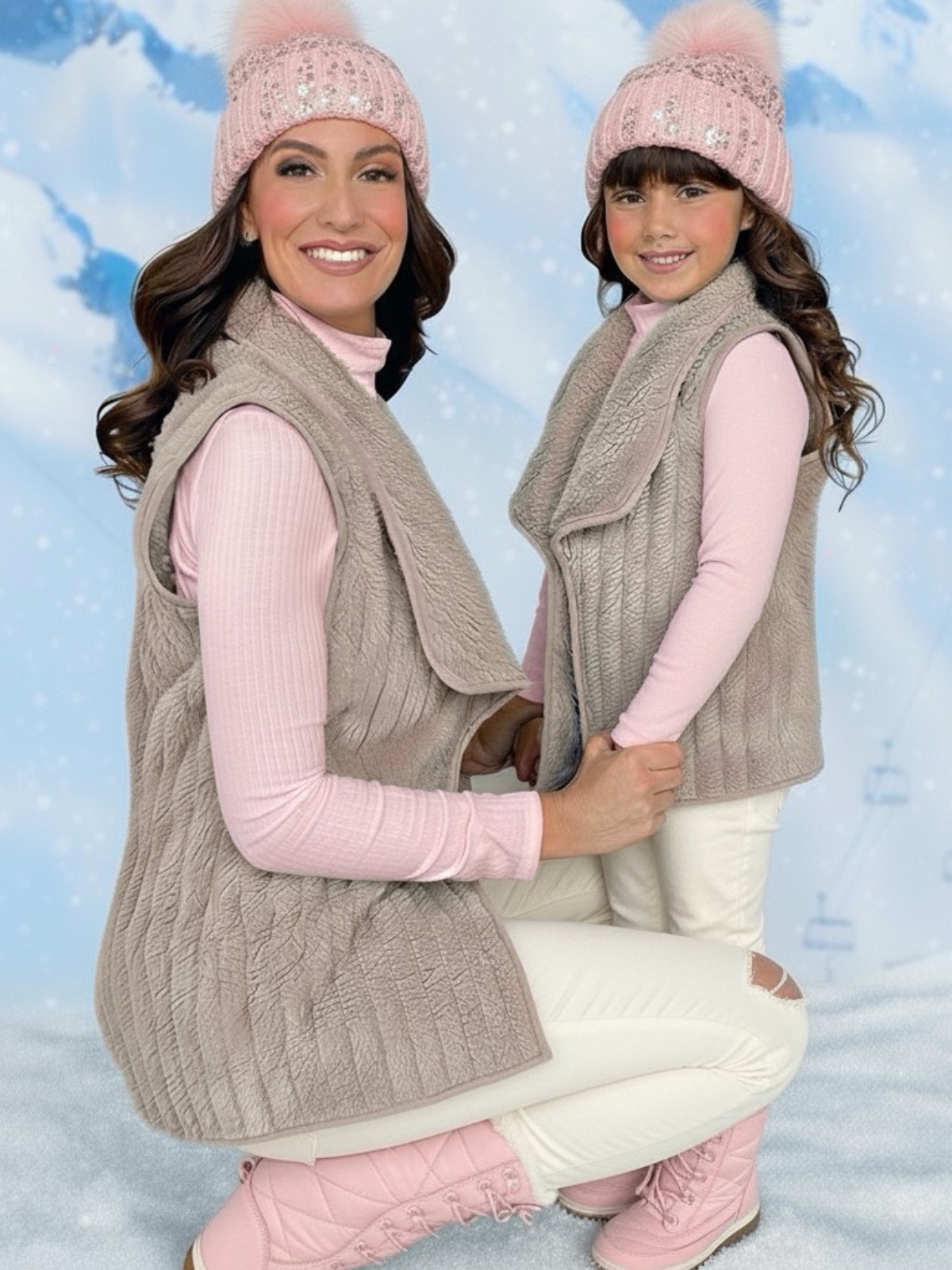 Image of Mommy and Me Cozy Matching Furry Vest
