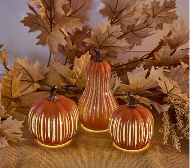 Set of 3 Mini Starry Night Glass Pumpkins & Gourd by Valerie