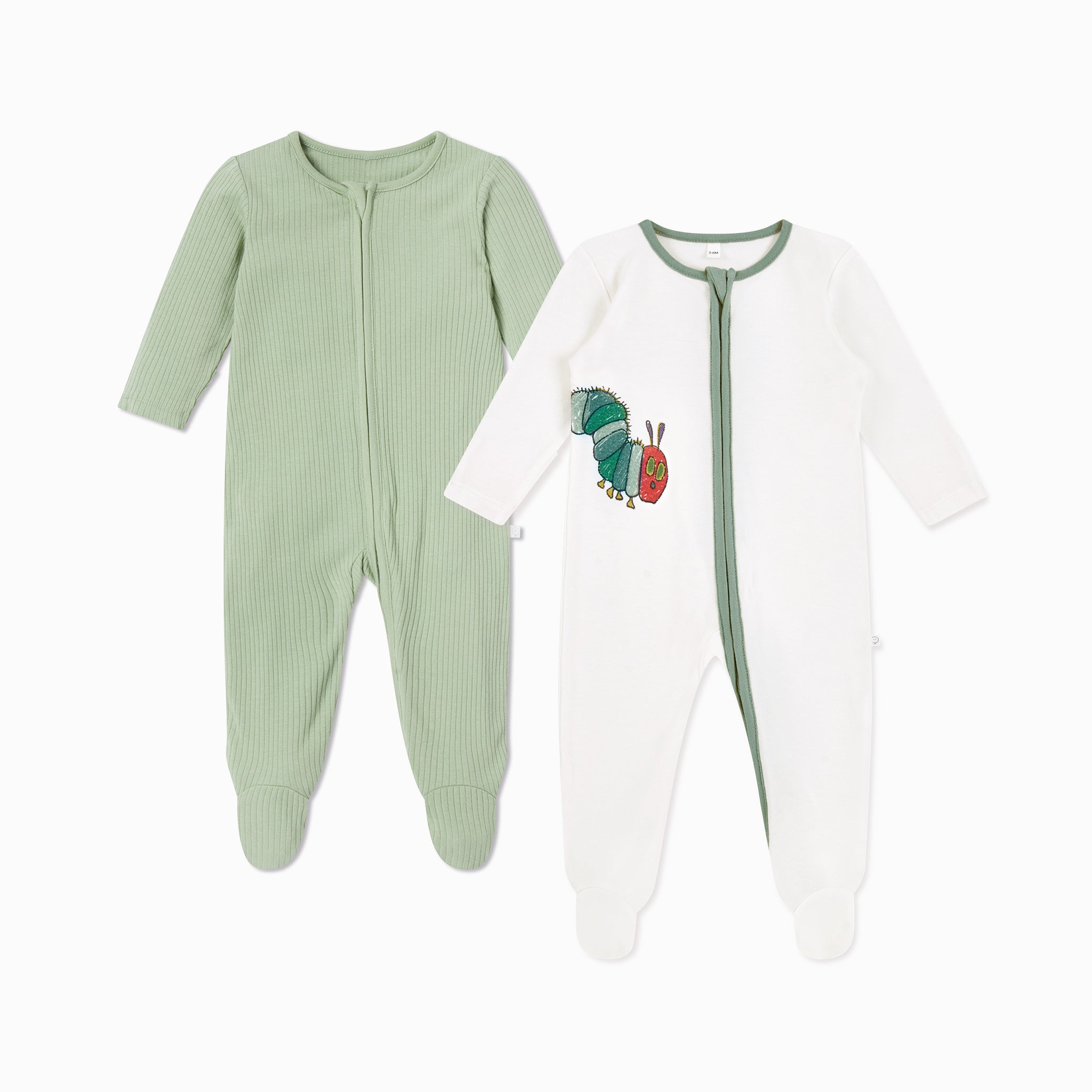 Image of The Very Hungry Caterpillar & Ribbed Clever Zip Sleepsuit 2 Pack