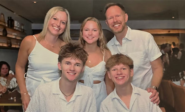 Mike Bechtel with his wife, daughter, and two sons.