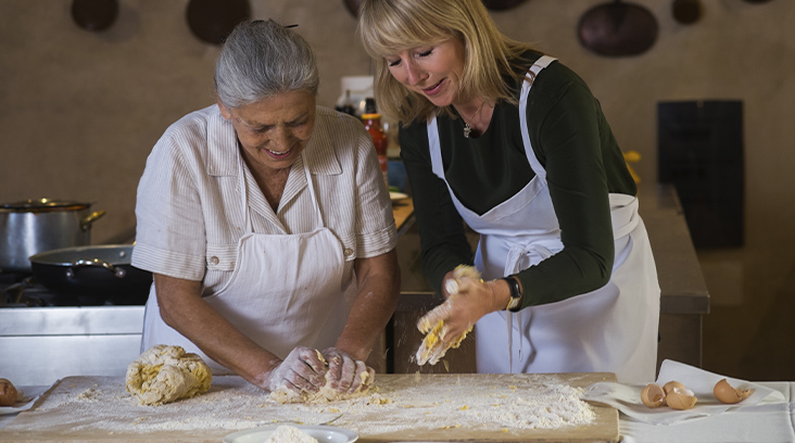 Karine Making Pasta Dough Tuscany