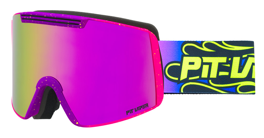 an image of a pair of ski goggles with a purple lens