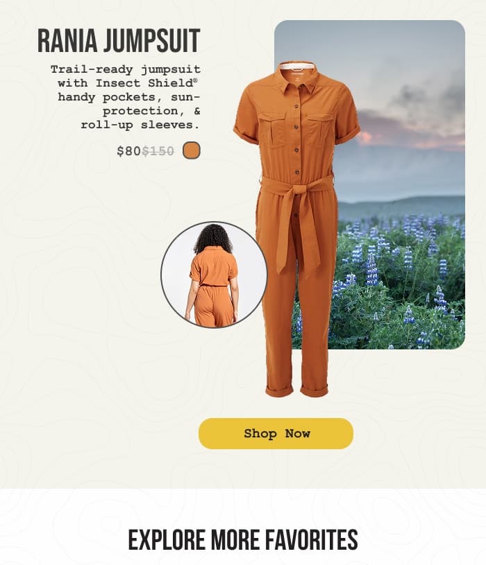 Studio photo of the women's Insect Shield Rania Jumpsuit.