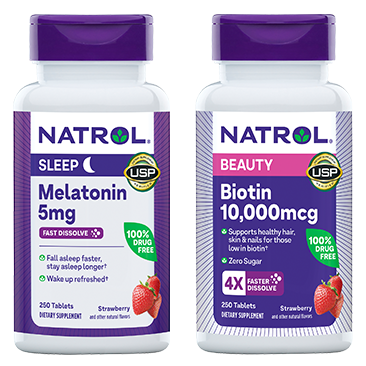 Natrol Melatonin 5 mg or Biotin 10,000 mcg Fast Dissolve Tablets