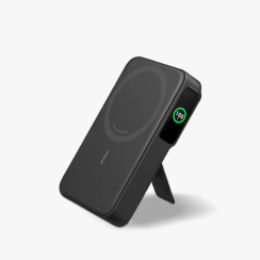 An Anker MagGo power bank against a light-gray background.