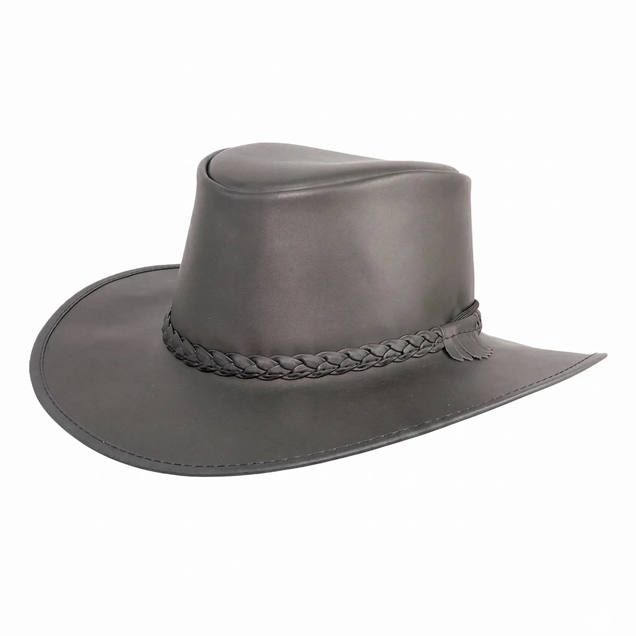 Image of Crusher | Mens Black Crushable Leather Outback Hat