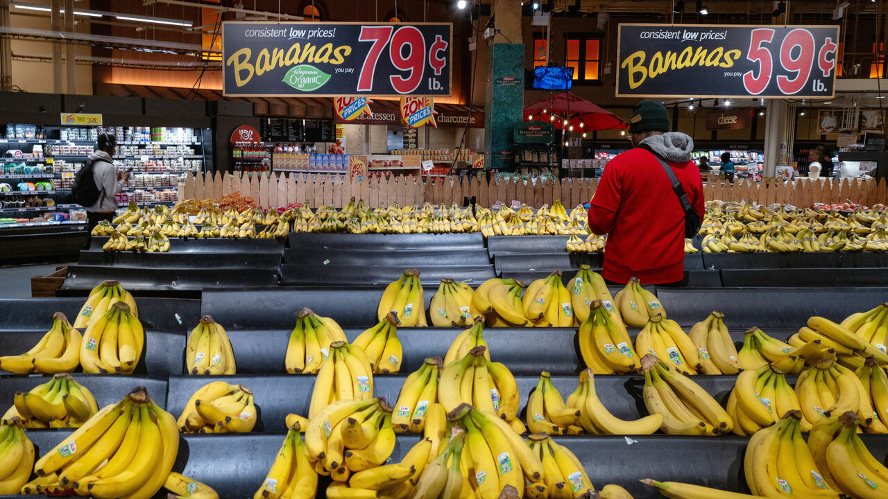 Bannanas inside a grocery store in Brooklyn, New York.