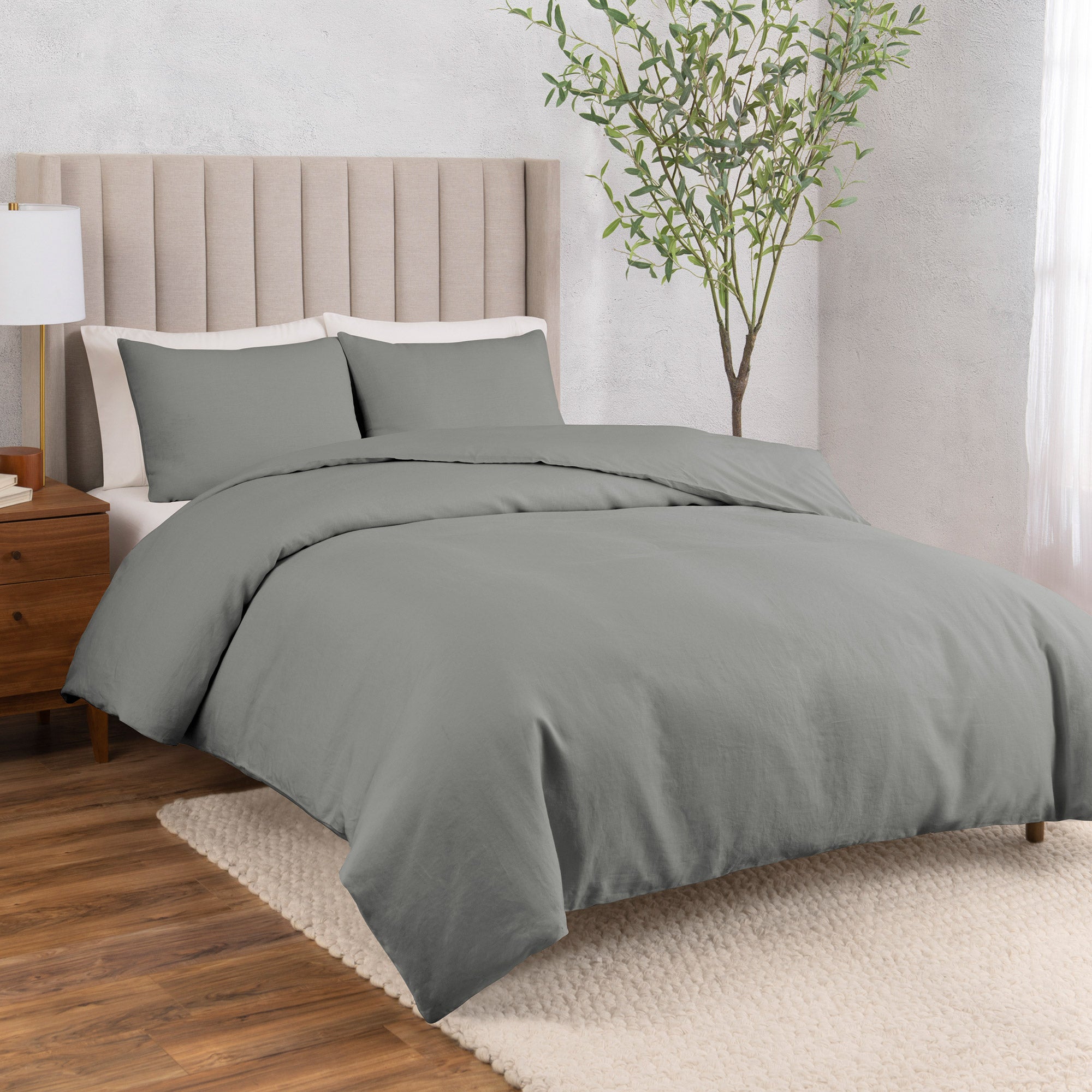 WelHome Cotton Linen Relaxed Duvet Cover, 3-Piece Set