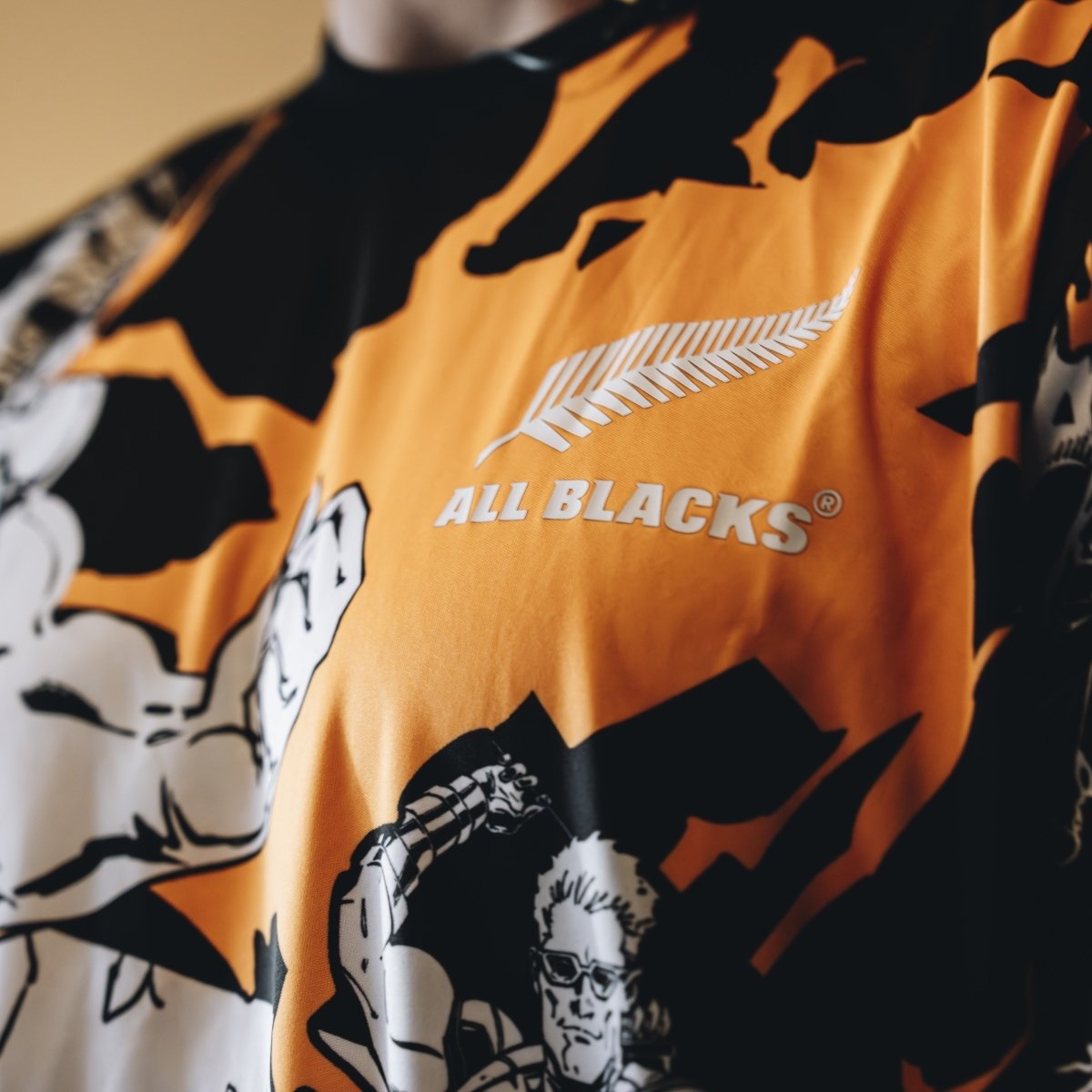 Marvel x Adidas shirt showing All Blacks logo