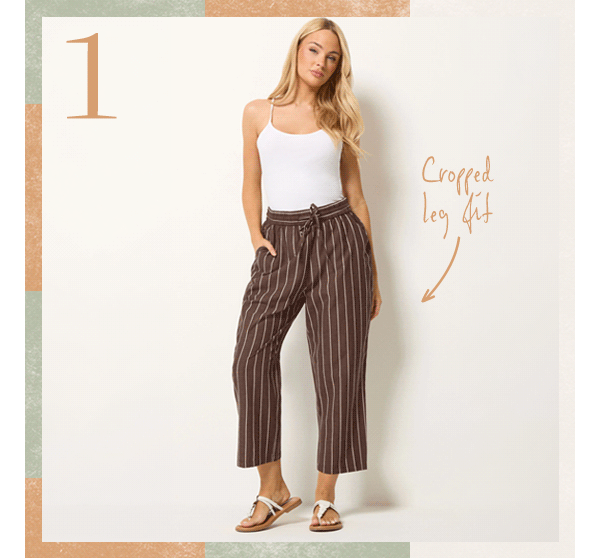 M&Co Brown Tapered Cropped Leg Trousers