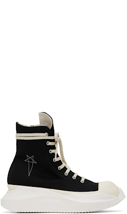 Black Hollywood Jumbo Laces Abstract Sneakers - Rick Owens DRKSHDW