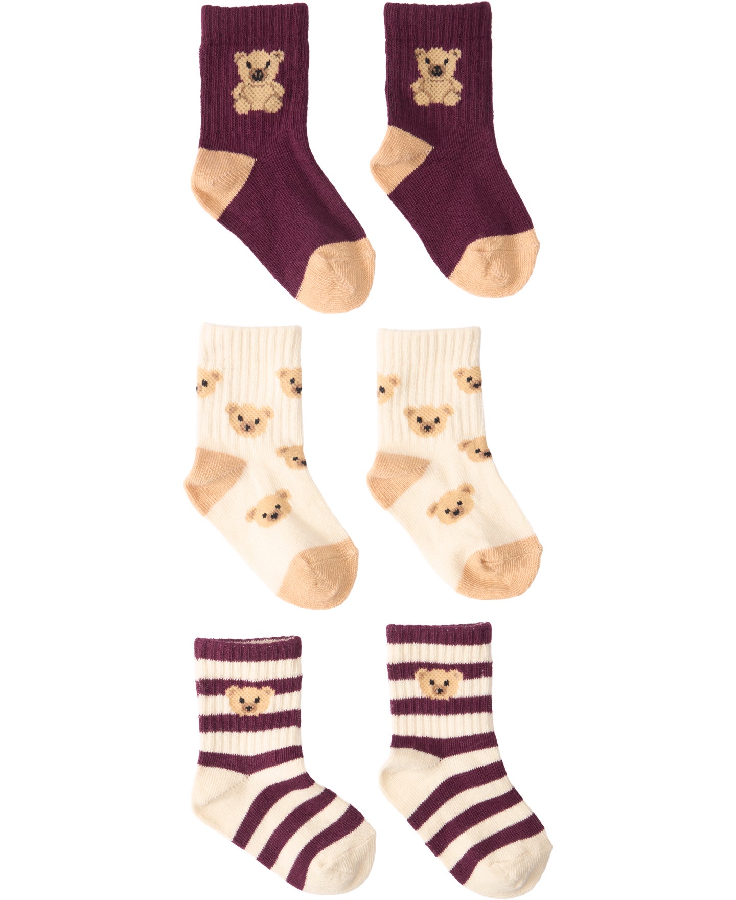 Babies' 3pk Rib Stripe Crew Sock