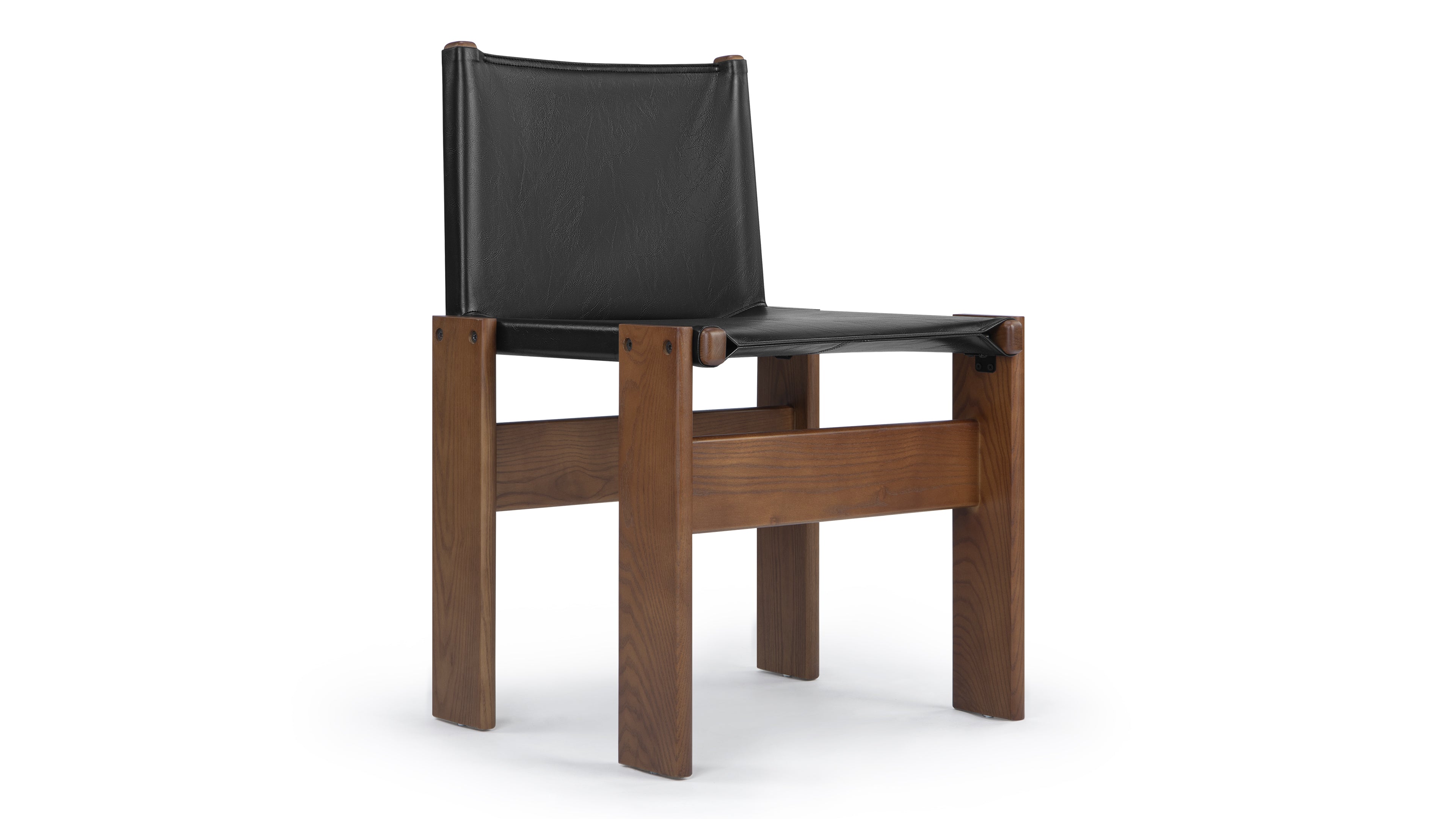 Image of Monk - Monk Chair, Black Oil Wax Leather and Walnut