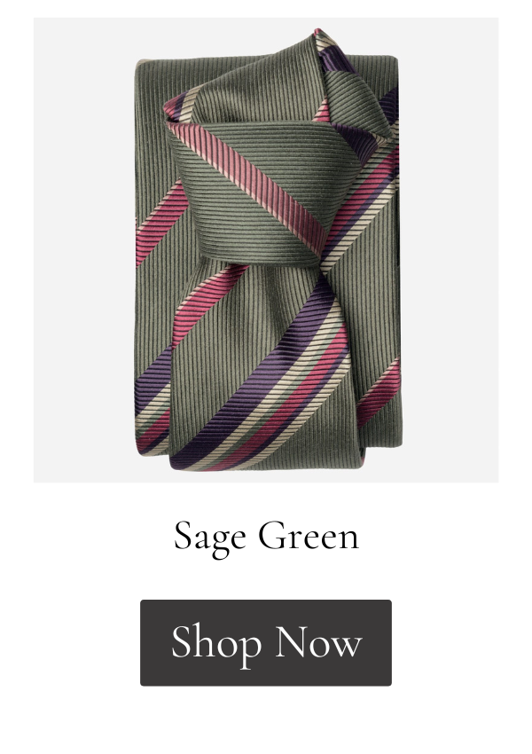 Sage striped Italian handmade silk tie