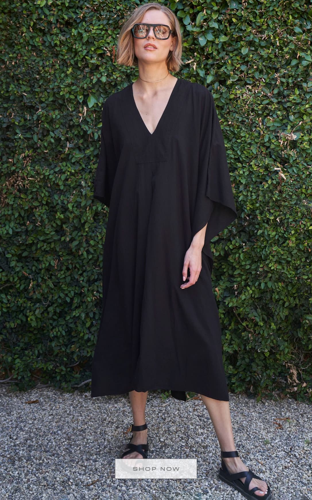 Black Cotton Midi Dress