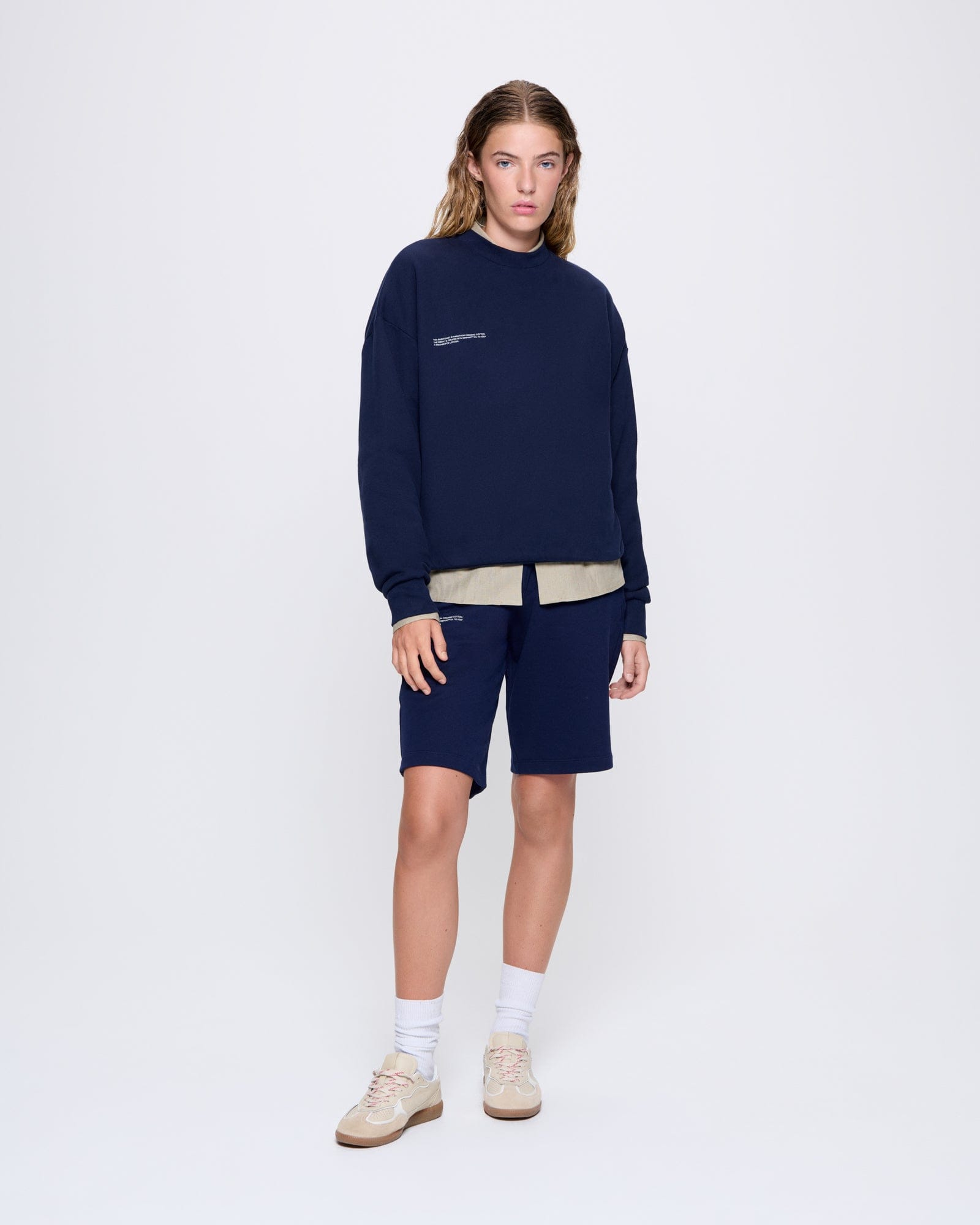 Image of Womens 365 Midweight Long Shorts—navy