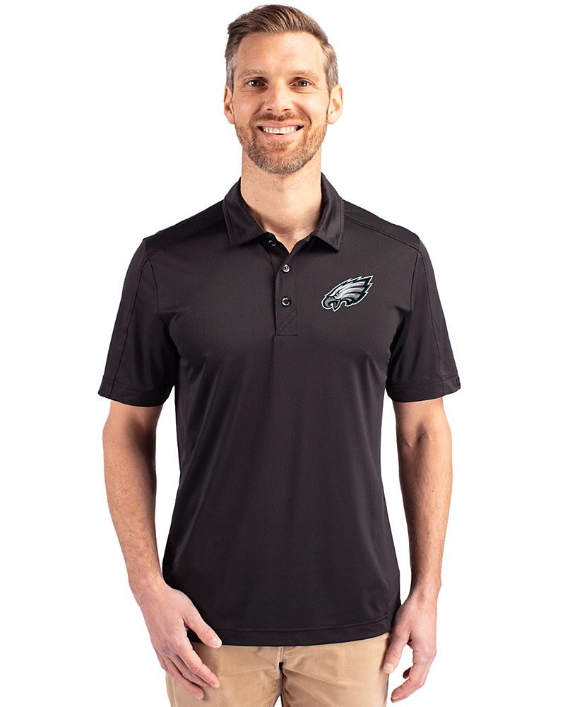 Image of Philadelphia Eagles Cutter & Buck Prospect Eco Textured Stretch Recycled Mens Short Sleeve Polo