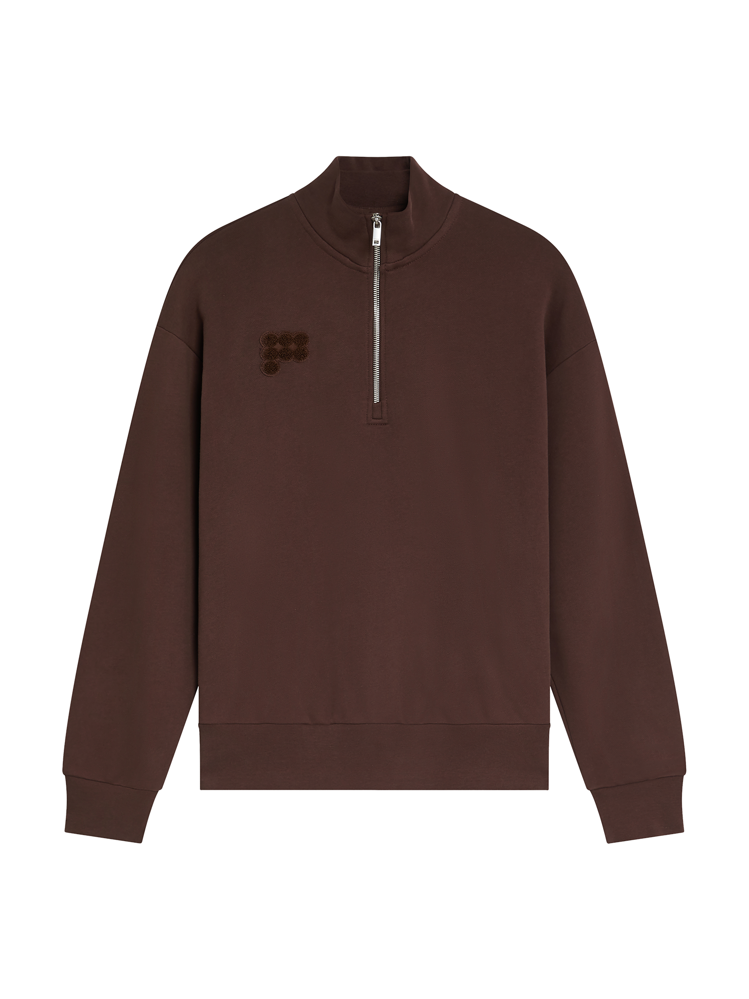 Womens Half Zip Sweatshirt - Mahogany Brown