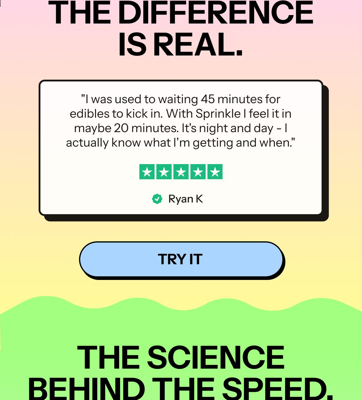 Customer review: "I feel it in maybe 20 minutes. I actually know what I'm getting and when." - Ryan K